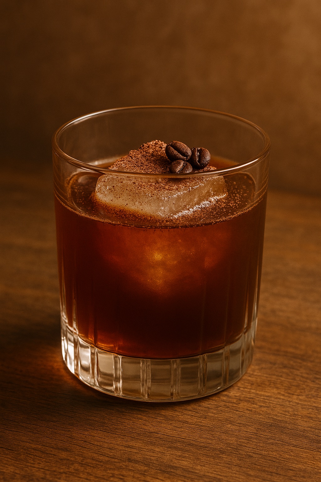 Shot In The Dark cocktail — El Mayor CAFÉ, demerara, chocolate bitters